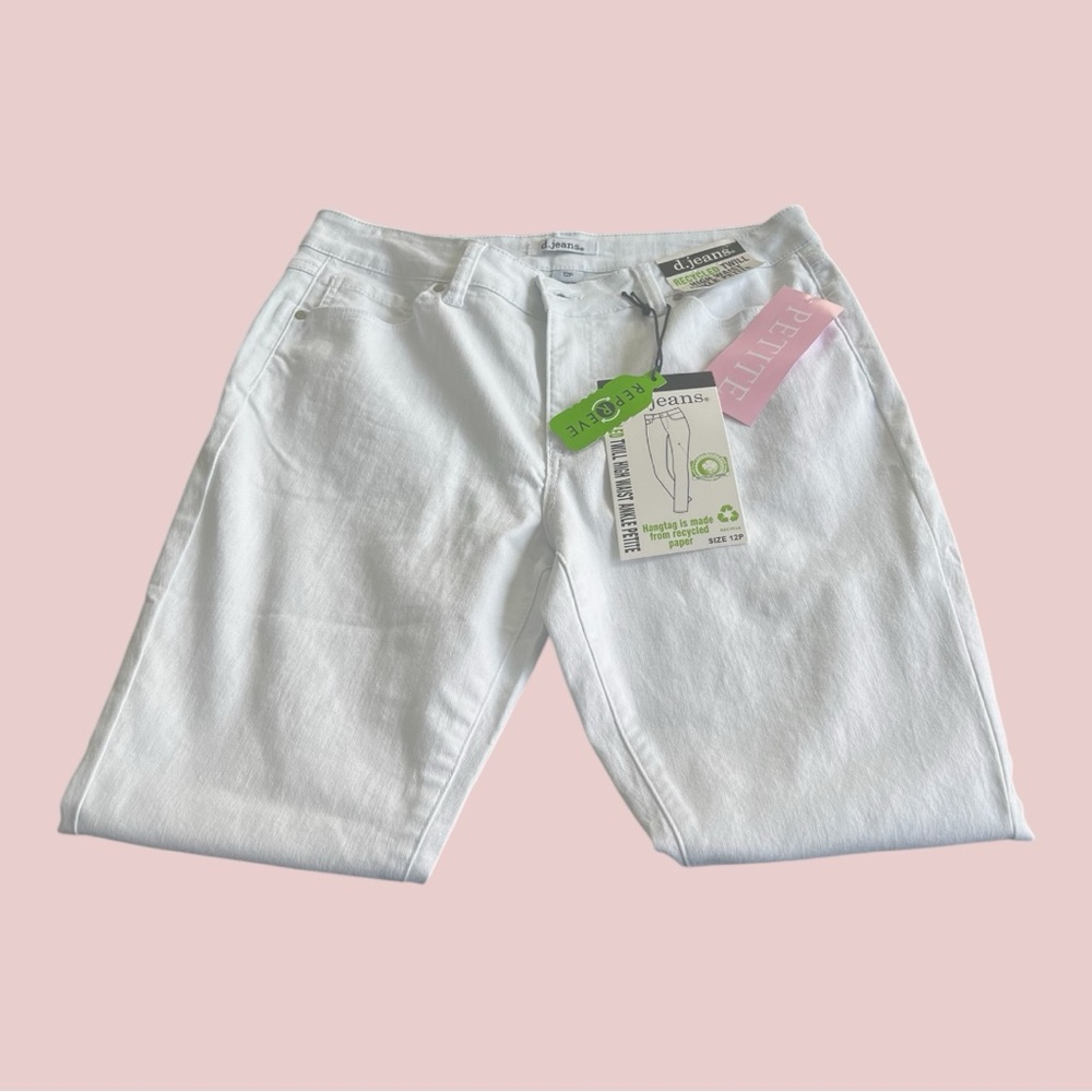 d.jeans white Twill High Waist Ankle Petite Size 12p.